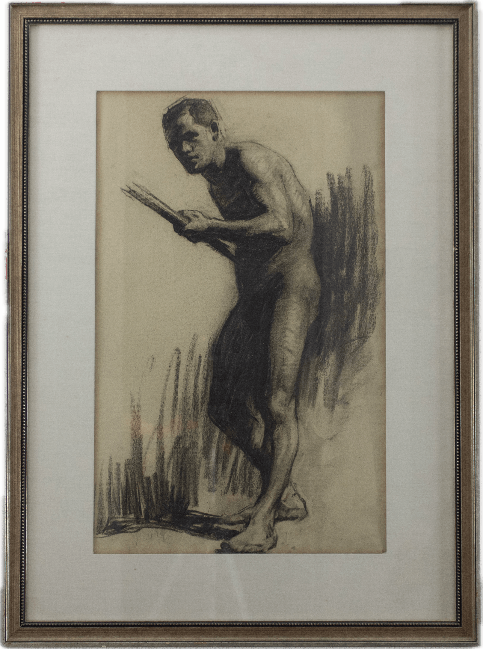 Multiple figure sketches showing the human form in different positions, rendered in chalk and pastel capturing movement and anatomy in the academic study tradition.