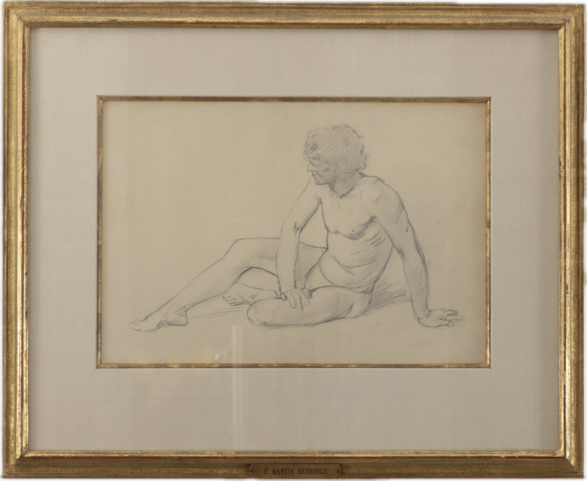 Multiple figure studies in various poses on a single sheet, rendered in chalk and pastel capturing the human form from different angles in the academic study tradition.