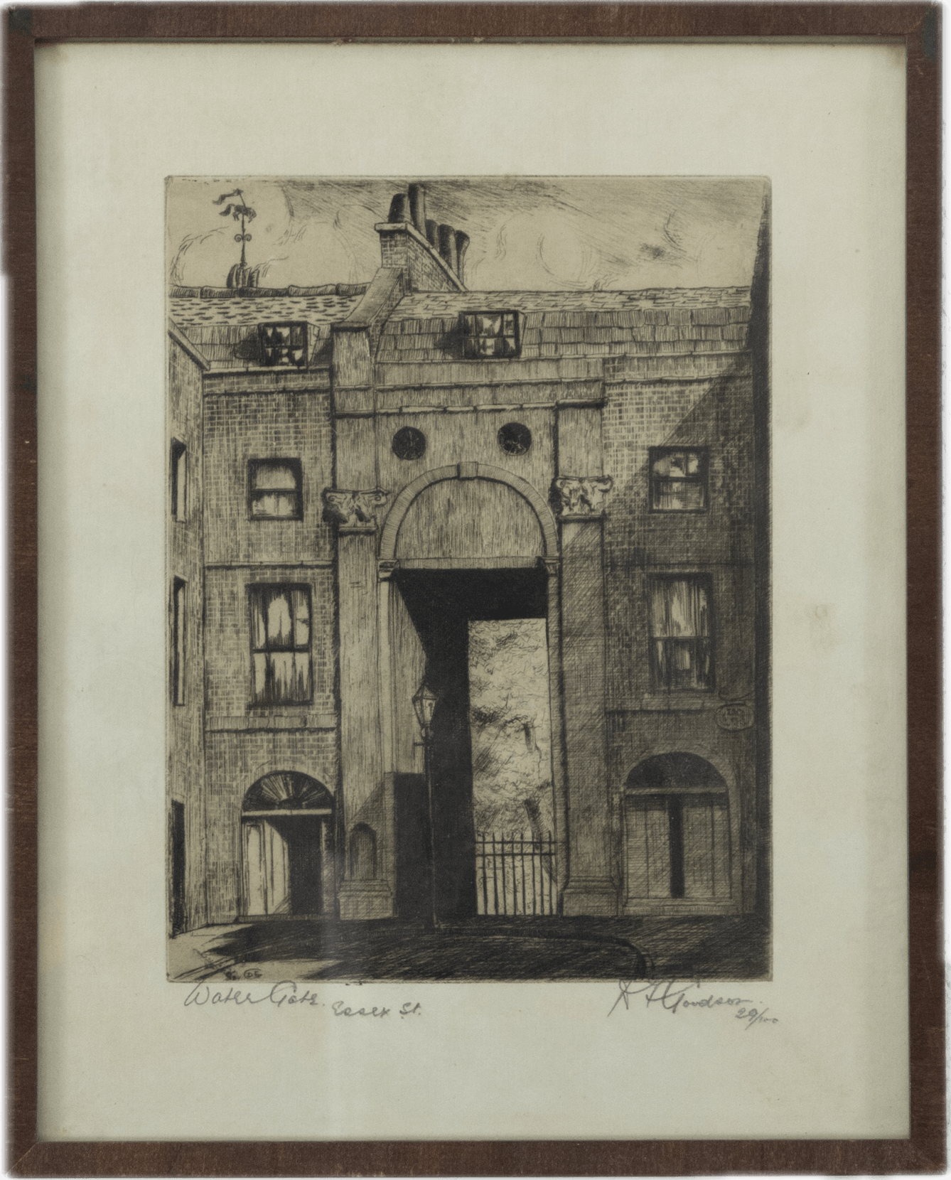 A rural New England landscape scene showing white buildings amid trees and rolling hills, painted in soft greens and earth tones characteristic of American regional landscape painting.